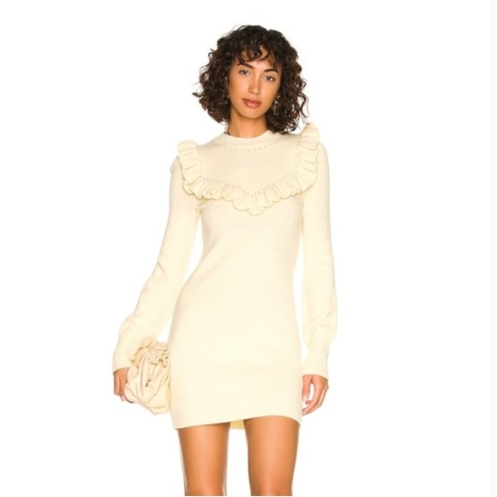 ❤️ NWOT! TULAROSA × REVOLVE DAMIANA KNIT MINI SWEATER DRESS, MEDIUM - Picture 3 of 13